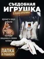 Натуральная игрушка для животных. Натуральные уши кролика + Подарок