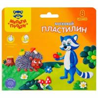 Пластилин Мульти Пульти "Енот в лесу", 8 цветов, 120 г, восковой, со стеком (ВП_11056)