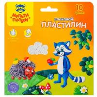 Пластилин Мульти Пульти "Енот в лесу", 10 цветов, 150 г, восковой, со стеком (ВП_11057)