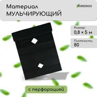 Материал мульчирующий, с перфорацией, 5 × 0,8 м, плотность 80 г/м², с УФ-стабилизатором, чёрный, Greengo, Эконом 20%