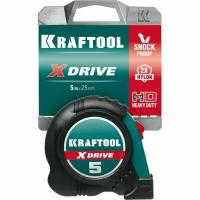 KRAFTOOL X-Drive 5м / 25мм рулетка с ударостойким обрезиненным корпусом