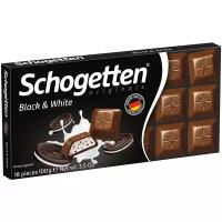 Молочный шоколад Schogetten с начинкой ванильный крем с кусочками печенья с какао, black и white, 100 г