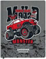 Дневник 1-4 класс 48л, обложка кожзам (твердая), печать, аппликация, юнландия, Truck Race, 106195