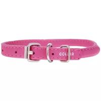 Ошейник "CoLLaR GLAMOUR" круглый, кожаный для собак (ширина 6мм, длина 20-25см) розовый