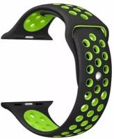 Ремешок для смарт-часов Apple Watch Series 1 2 3 4 SE 5 6 7 8 ultra Nike силиконовый найк перфорация браслет 42/44/45/49 мм, черный салатовый