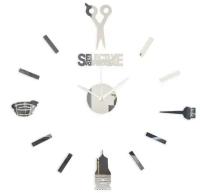 Часы-наклейка, серия: DIY, "Парикмахер", d-45 см, сек. стрелка 12 см, 1 АА, серебро