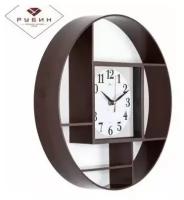 Часы настенные 3516-001 круглые d35см, корпус коричневый "Классика" "Рубин"