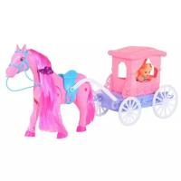 Игровой набор для детей. Карета с куклой Amore bello, лошадка ходит, звуковые эффекты, в/к 41*12*21 см,цвет розовый