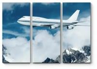 Модульная картина Пассажирский самолет в облаках80x57