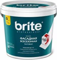 Краска фасадная всесезонная BRITE PROFESSIONAL белая база А ведро 9 л