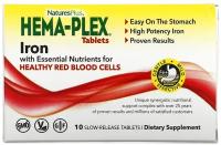 Nature's Plus Hema-Plex, Iron железо с незаменимыми питательными веществами для здоровья эритроцитов 10 Tab