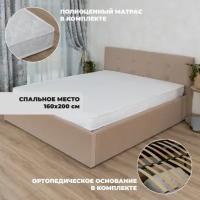 Кровать с матрасом Роза Велюр Кофе 160х200