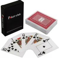 Карты игральные 100% пластик Poker club, красный 54 шт