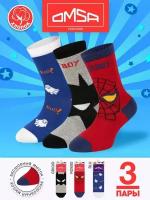 Носки детские OMSA, для мальчика, набор 3 пары, Цвет Grigio/Rosso/Blu, Размер 23-26 (14-16)