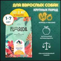 Florida - Сухой корм для взрослых собак крупных пород с курицей и яблоком 14 кг (12+2кг)