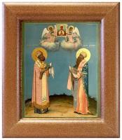 Святители Кирилл и Афанасий Александрийские, икона в широкой рамке 14,5*16,5 см