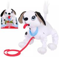 Интерактивная мягкая игрушка 245284 Собачка-Шагачка Собака на поводке Далматин, ходит без батареек, 28 см