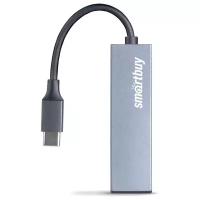 USB Type-C Хаб Smartbuy 460С 2 порта USB 3.0, металл.корпус, серый