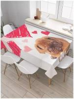 Скатерть прямоугольная JoyArty на кухонный стол "Влюбленный Валентин" из оксфорда, 120x145 см