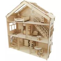 Кукольный деревянный домик №8-2 (3 этажа) для кукол 15-20 см