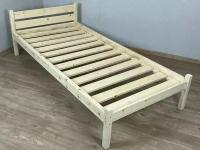 Кровать односпальная Классика из массива сосны с реечным основанием, 190х100 см (габариты 200х110), без покраски