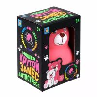 Игрушка-антистресс 1toy Крутой замес розовый милый мишка подмигивает