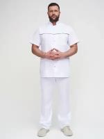 Медицинский мужской костюм 290.4.1 ткань сатори стрейч, рукав короткий, на кнопках, цвет белый, рост 176
