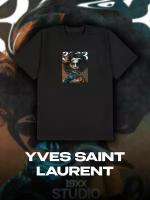 Футболка оверсайз мужская женская черная 15_yves saint laurent L