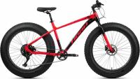 Велосипед fat-bike, фэтбайк HORH BUFFALO 26" (2023), ригид, взрослый, мужской, алюминиевая рама, оборудование Microshift, 9 скоростей, дисковые гидравлические тормоза, цвет Black-Red, черный/красный цвет, размер рамы 19", для роста 180-190 см