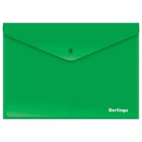 Berlingo папка-конверт на кнопке А4, пластик непрозрачный 180 мкм, зеленый