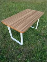 Обеденный стол лофт 100*80*75 см/ Salomon table/массив дуба/натуральное дерево/цельноламельный дуб/ белое металлическое подстолье