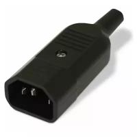 Разъем Hyperline CON-IEC320C14 IEC 60320 C14 220В 10A на кабель (плоские выступающие штыревые контакты в пластиковом обрамлении), прямой