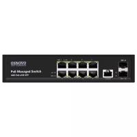 Коммутатор PoE OSNOVO SW-80802/L(150W) на 8 RJ45 PoE + 2 x GE SFP, 8 x GE (10/100/1000 Base-T) PoE (IEEE 802.3af/at), 2 x GE SFP (1000 Base-X). PoE IE