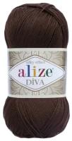 Пряжа Alize Diva - 1 шт, 26 коричневый, 350м/100г, 100% микрофибра акрил /Ализе Дива/