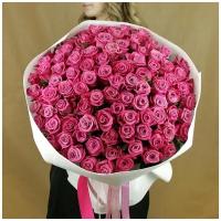 Букет из 101 розовой розы в упаковке 60см