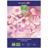 Папка для акварели большого формата А2, 10 л., 200 г/м2, BRAUBERG ART, 400х590 мм, "Цветы", 125223