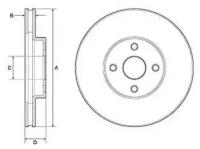 Тормозной диск Delphi BG3780 для Toyota Corolla, Corolla Verso, Matrix