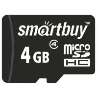 micro SDHC карта памяти Smartbuy 4GB Class 4 (с адаптером SD)