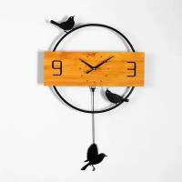 Часы настенные маятник, "Птички" 40 х 60 см