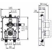 Смеситель для ванны Oras Optima 7188 + 7128, вентильный