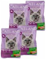 Сухой корм для стерилизованных кошек Catland с кроликом и овощами, упаковка 4 шт х 350 г
