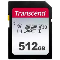 Карта памяти Transcend SDXC 512 ГБ Class 10, V30, UHS-I U3, R/W 100/85 МБ/с, 1 шт., разноцветный