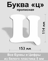Прописная буква ц белый пластик шрифт Cooper 150 мм, вывеска, Indoor-ad