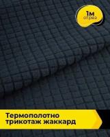 Ткань для шитья и рукоделия Термополотно трикотаж жаккард 1 м * 150 см, синий 003