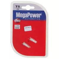 MEGAPOWER-AUTOMOTIVE 50115W-2БЛ Лампа светодиодная 12V T5 W2x4.6d 6000K бесцокольная 3 светодиода блистер (2шт.) MEGAPOWER