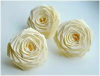 Цветы декоративные Розы из лент айвори 6 см, 5 шт