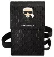 Сумка Karl Lagerfeld Wallet Phone Bag PU Monogram Ikonik patch для смартфонов, черная