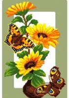 Канва с рисунком матренин посад Бабочки на подсолнухах, 28*37см, 1шт