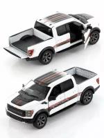 Металлическая машинка Kinsmart 1:46 «2022 Ford F-150 Raptor Livery Edition» инерционная, белая KT5436DF-1