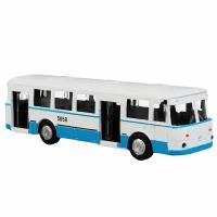 Автобус Технопарк ЛиАЗ 677, бело-голубой, инерционный SВ-16-57-ВL-WВ